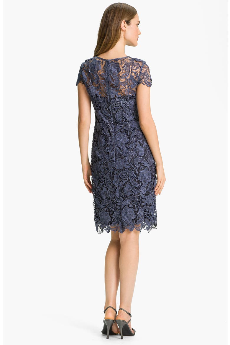 Crocheted Venise Lace Sheath Dress, Alternate, color, STEEL