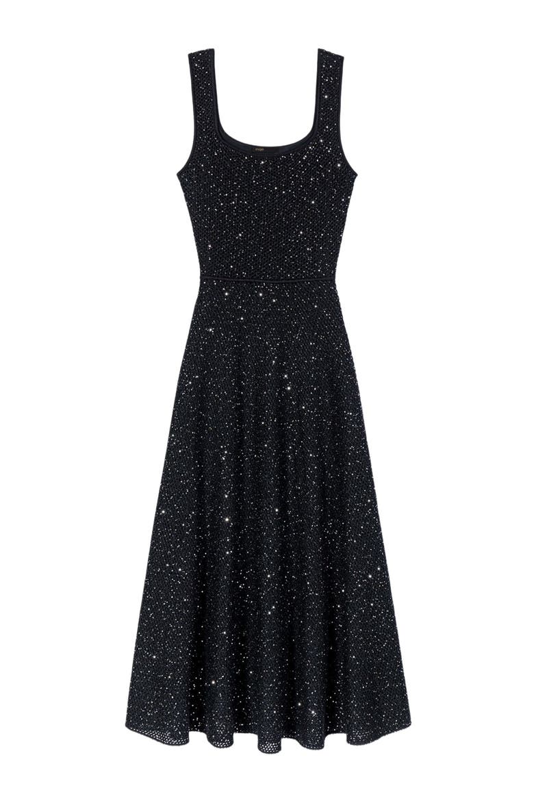 Rhinestone knit maxi dress, Alternate, color, Black
