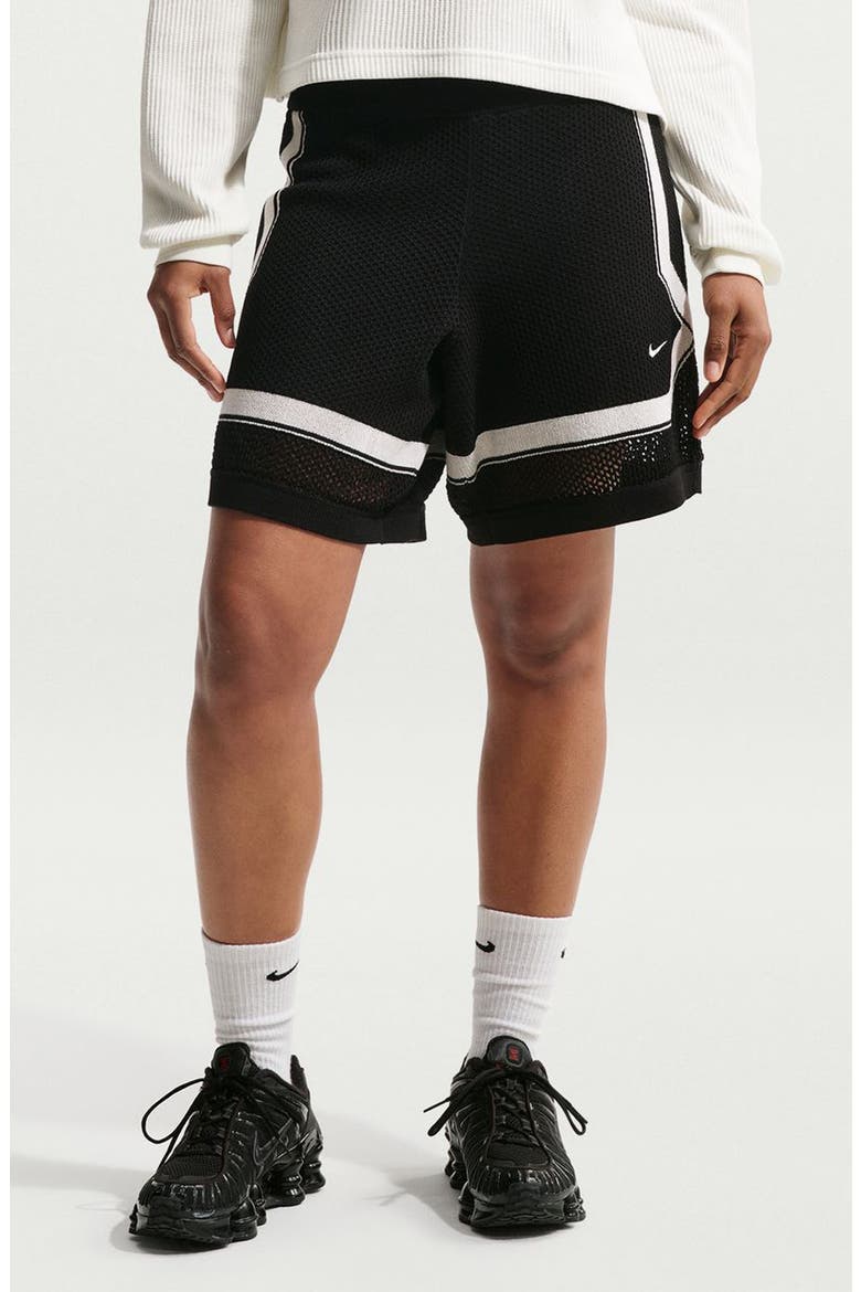 Sportswear Open Knit Shorts, Main, color, BLACK/ CHALK/ CHALK