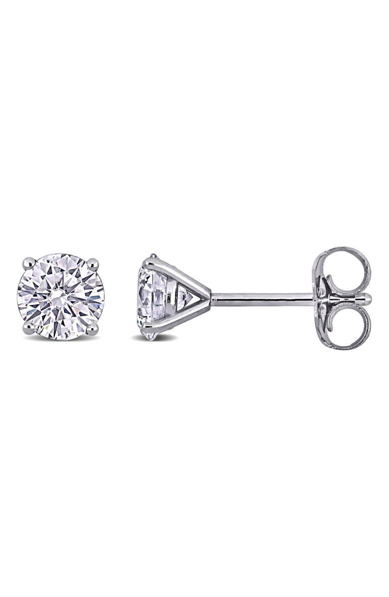 Created Forever 14K White Gold Round Lab Grown Diamond Stud Earrings, Main, color, Silver