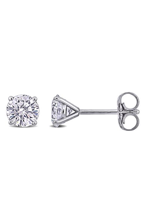 14K White Gold Round Lab Grown Diamond Stud Earrings
