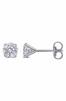 Created Forever 14K White Gold Round Lab Grown Diamond Stud Earrings