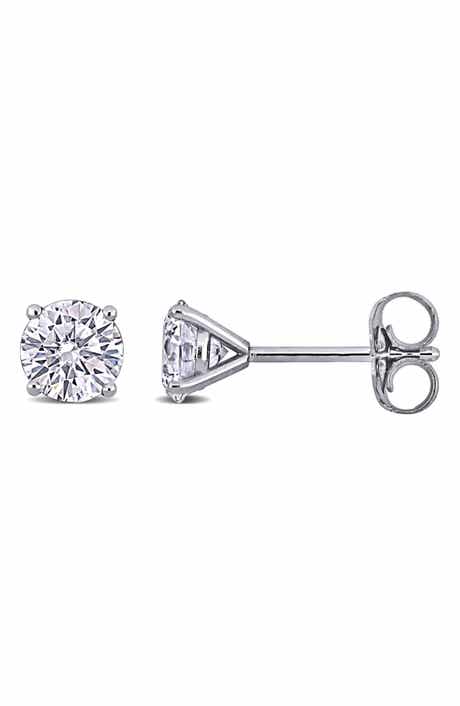Created Forever 14K White Gold Round Lab Grown Diamond Stud Earrings