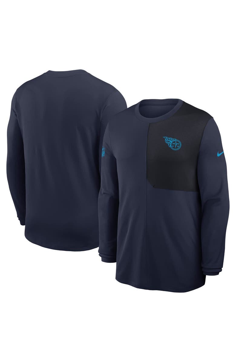 Nike Men's Nike Navy Tennessee Titans Sideline Coach UV Performance Long Sleeve T-Shirt, Main, color, Navy