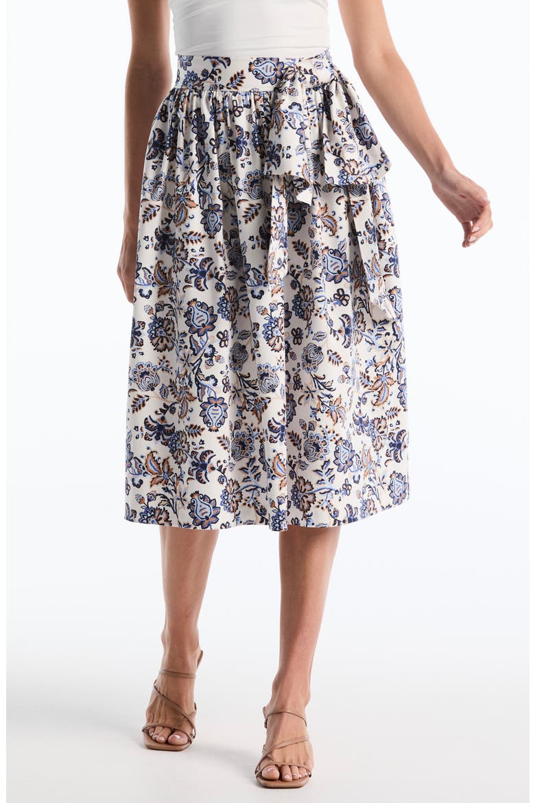 Bow Tie Midi Skirt, Main, color, STAR WHITE