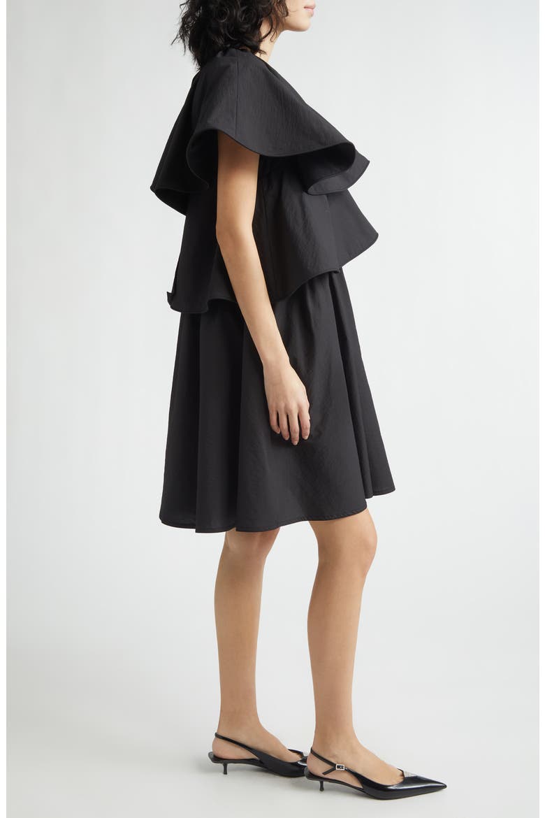 Lily Pond Layered Cotton & Nylon Dress, Alternate, color, NOIR