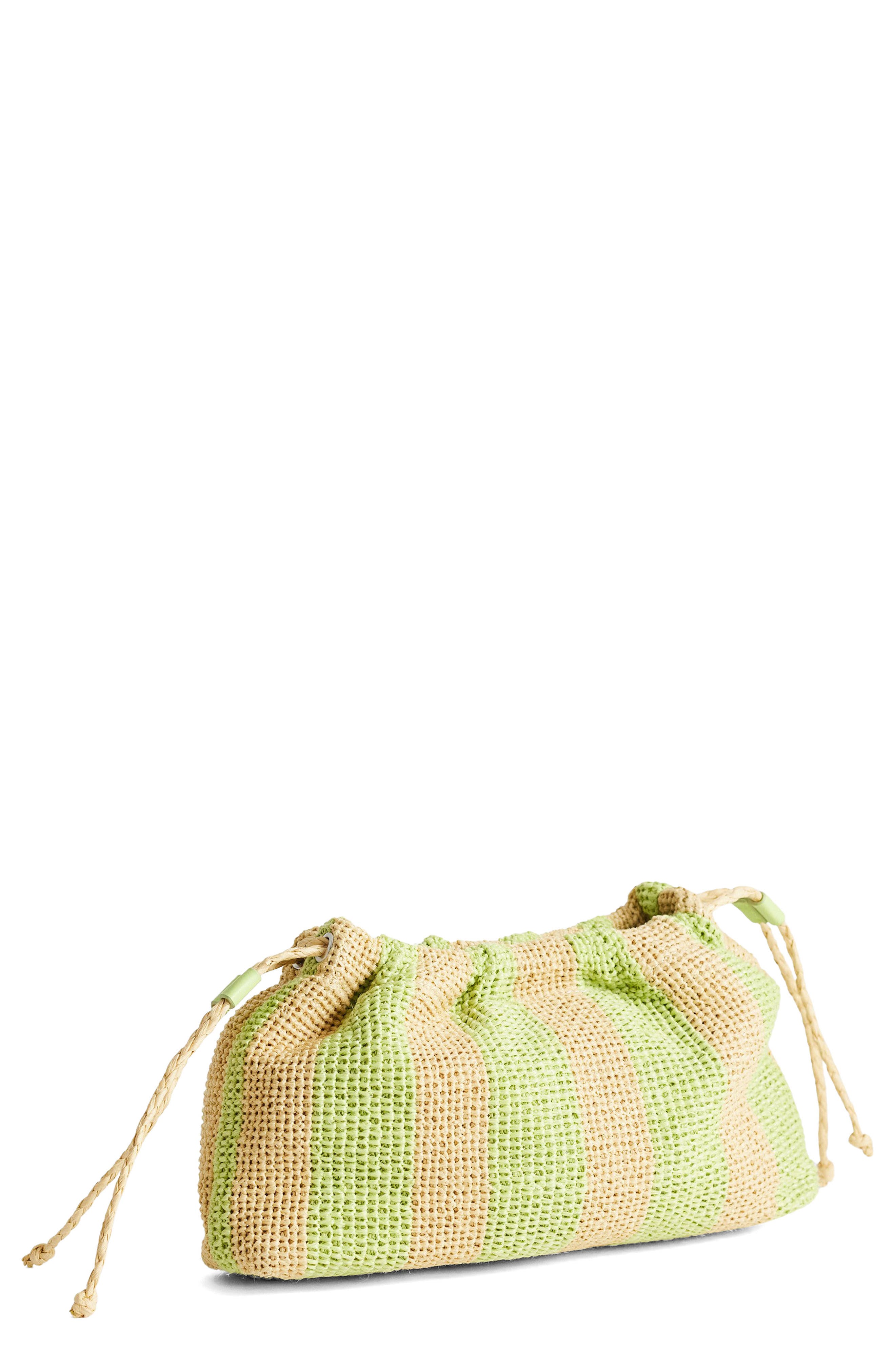 Jay Stripe Straw Clutch, Main, color, YELLOW