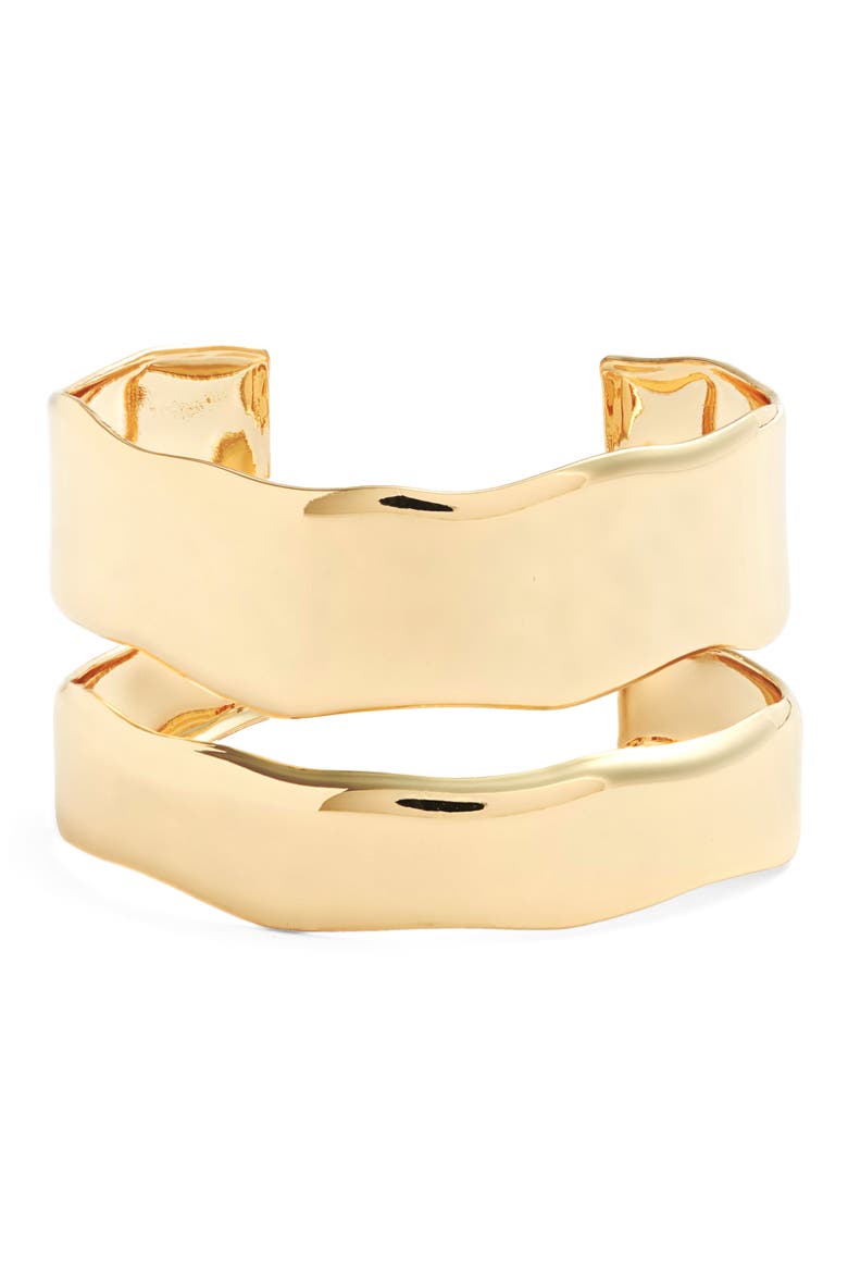 Wide Double Cuff Bracelet, Main, color, GOLD
