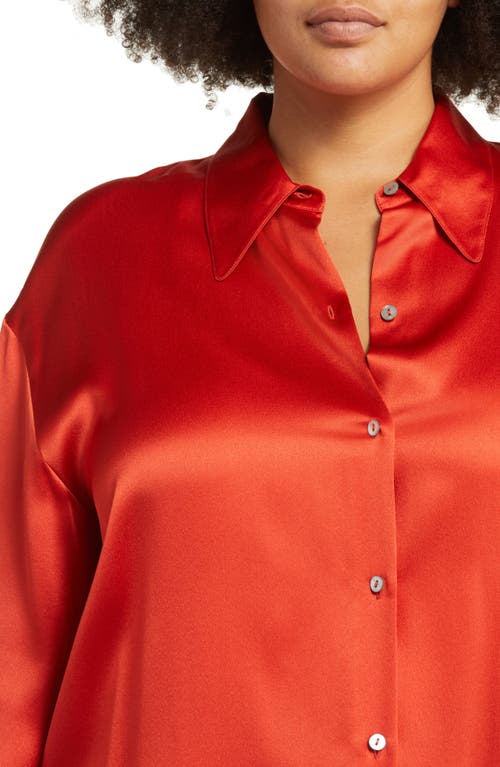 Vince Shaped Collar Silk Blouse In Vermillion