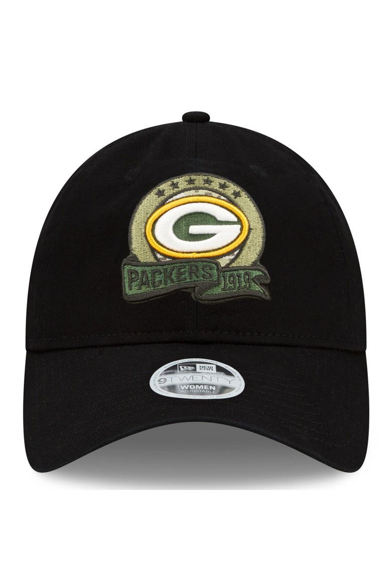 Women's New Era Black Green Bay Packers 2022 Salute To Service 9TWENTY Adjustable Hat, Alternate, color, Black