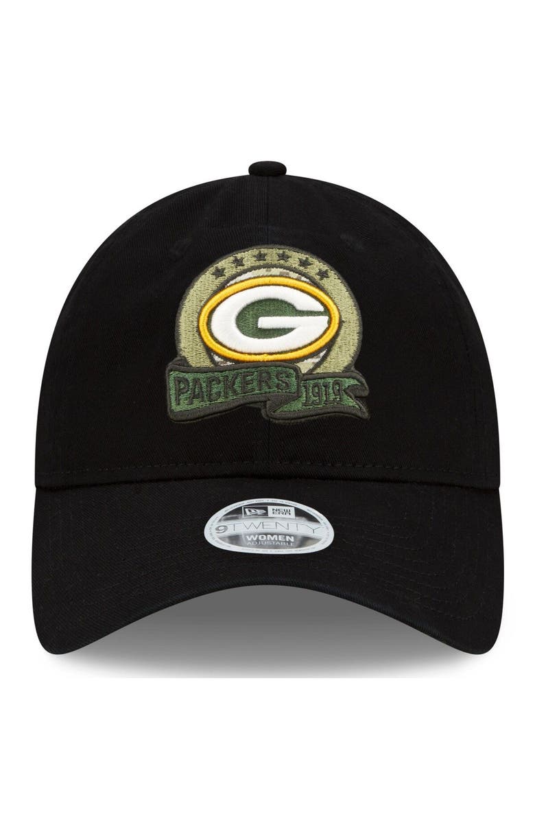 New Era Women's New Era Black Green Bay Packers 2022 Salute To Service 9TWENTY Adjustable Hat, Alternate, color,