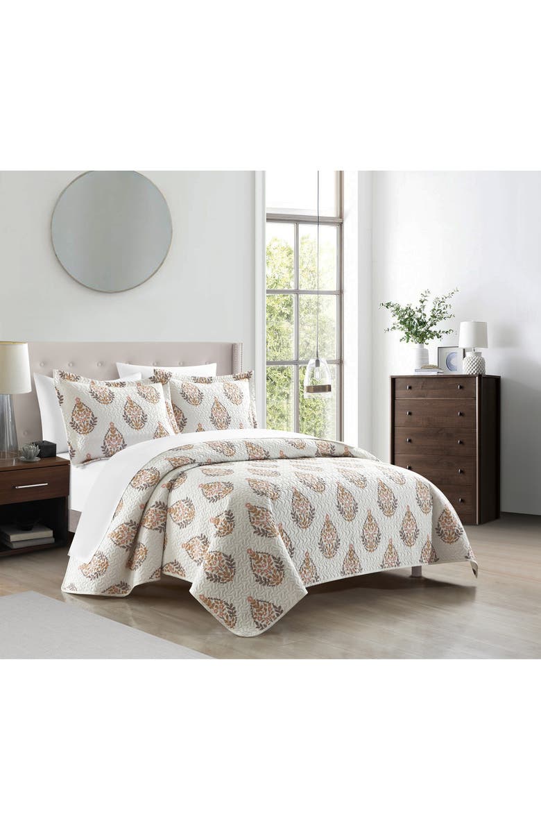 CHIC Breana Medallion Print 7-Piece Quilted Comforter Set - King Size, Alternate, color, 