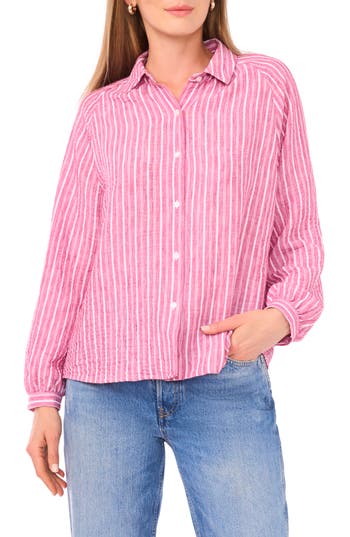 Ted Baker Stripe Oversize Button-up Shirt In Pink