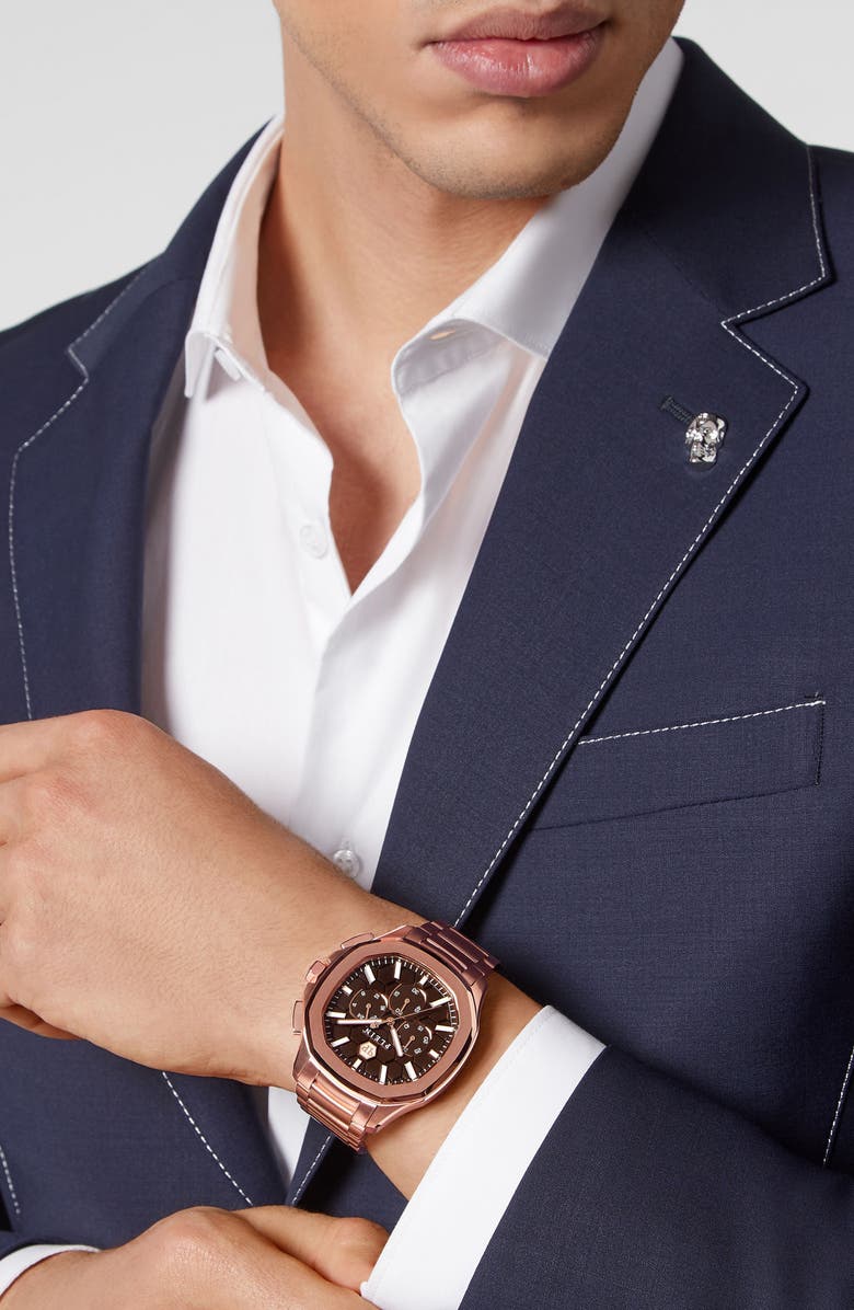 PHILIPP PLEIN Spectre Chronograph Bracelet Watch, 44mm, Alternate, color, Ip Rose Gold