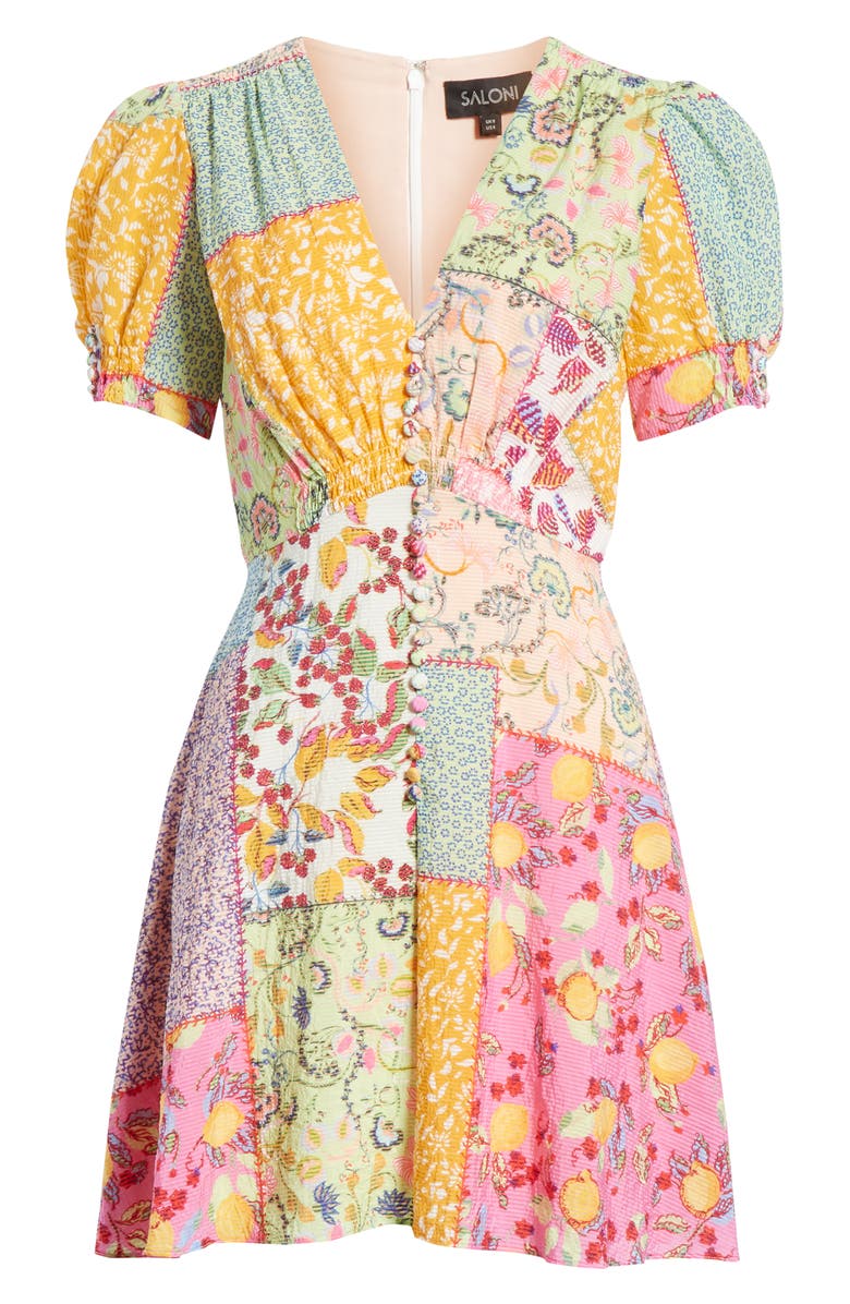 SALONI Lea Patchwork Print Minidress, Alternate, color, 
