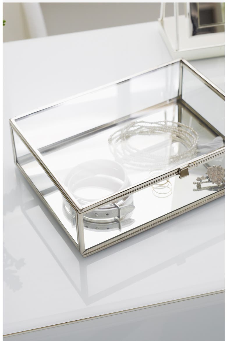 Large Glass Trinket Box, Main, color, CLEAR