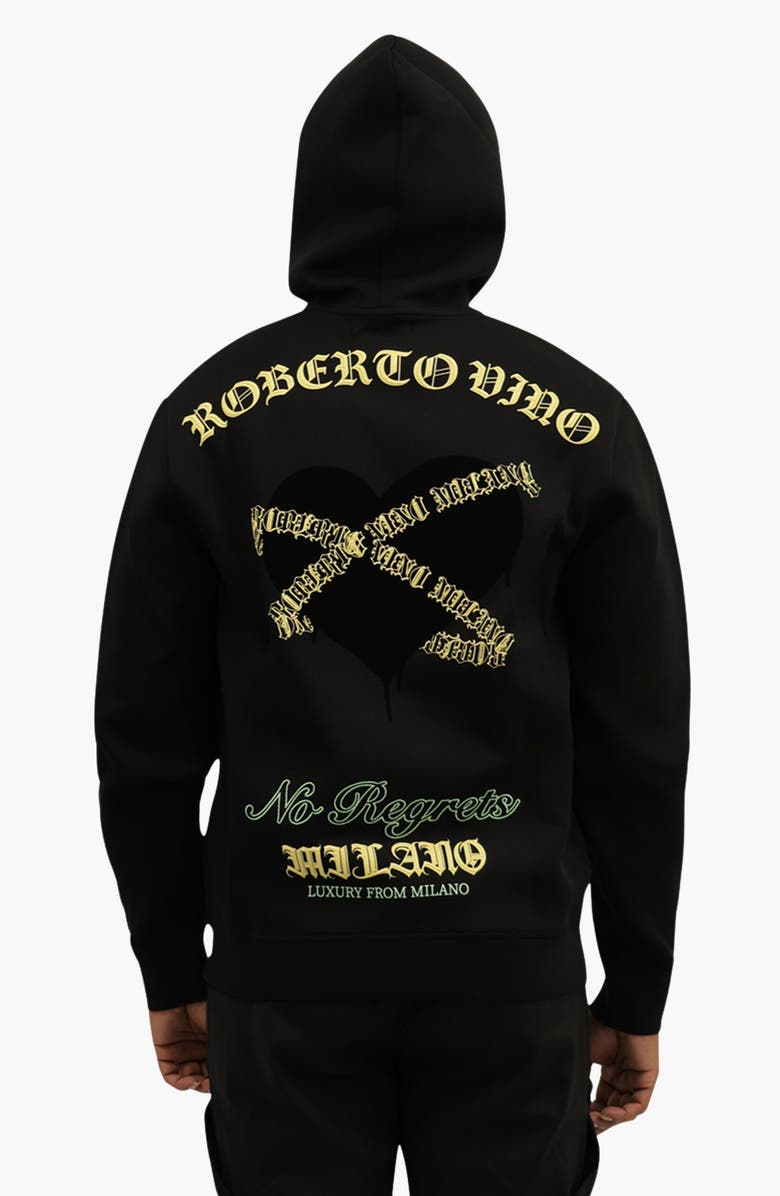 Roberto Vino The Heart Preimum Blend Zip Hoodie, Alternate, color, Black