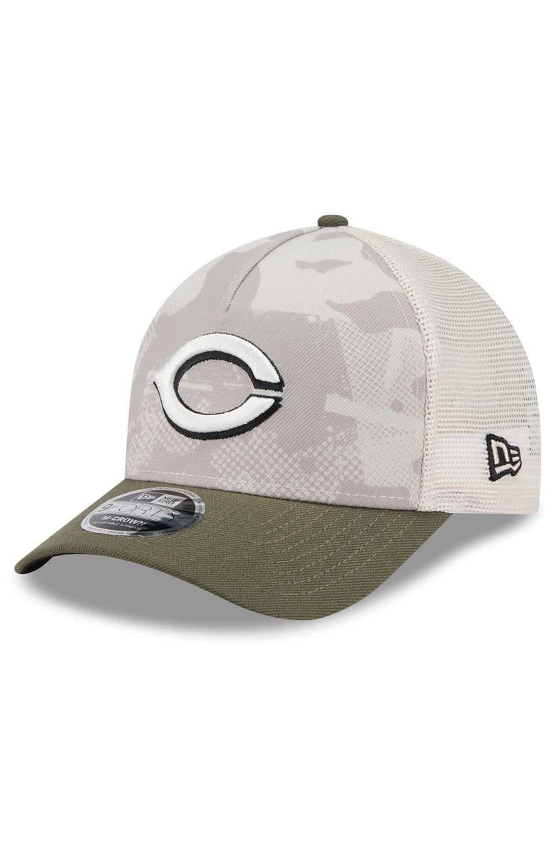 New Era Men's New Era Light Beige/Olive Cincinnati Reds 2025 Armed Forces Day 9FORTY M-Crown A-Frame Adjustable Hat, Alternate, color, 