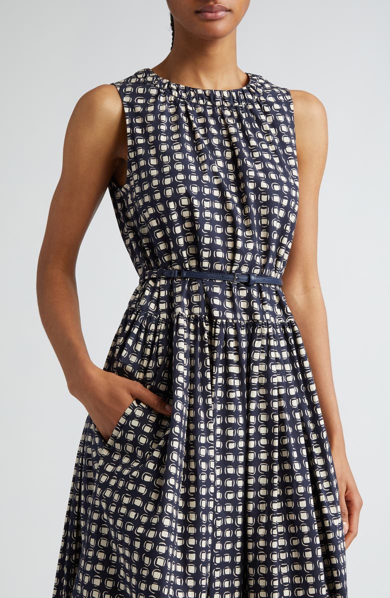 Max Mara Temid Geometric Dot Print Sleeveless Dress, Alternate, color, 