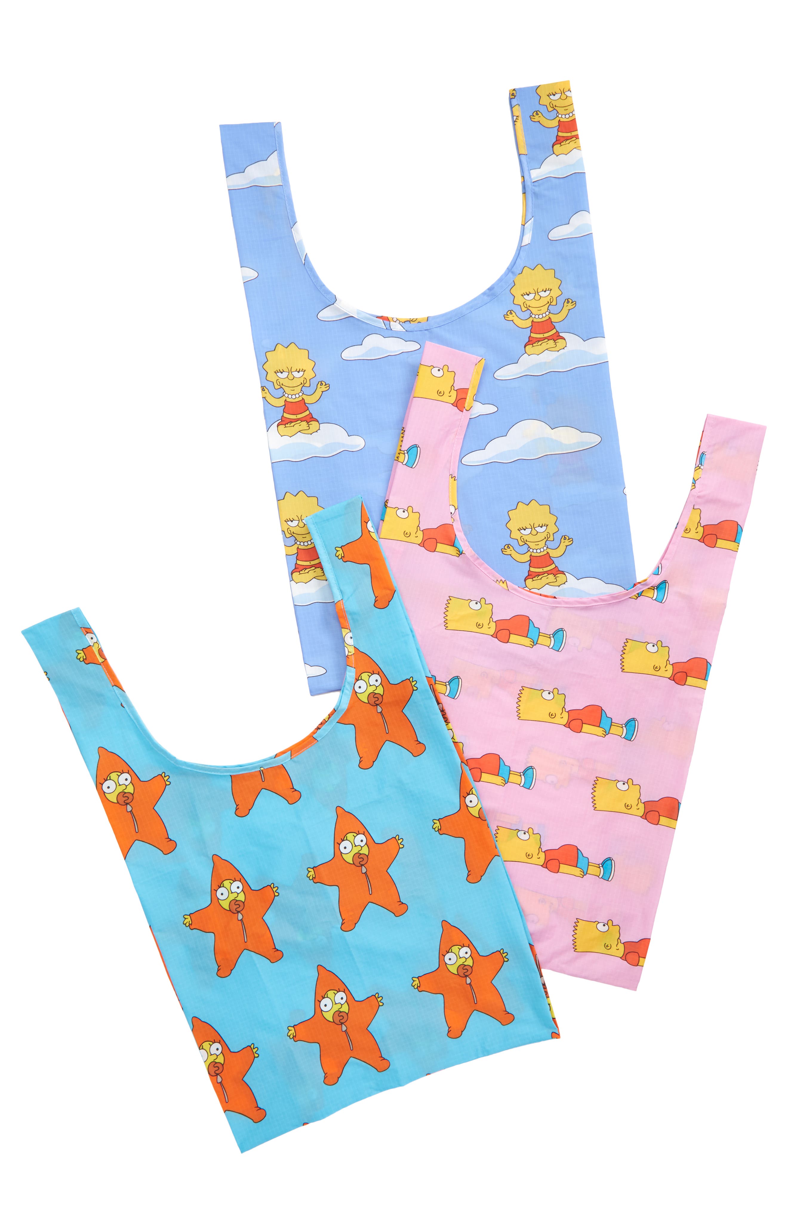 Baggu The Simpsons Set of 3 Standard Baggu Ripstop Nylon Totes, Main, color, 