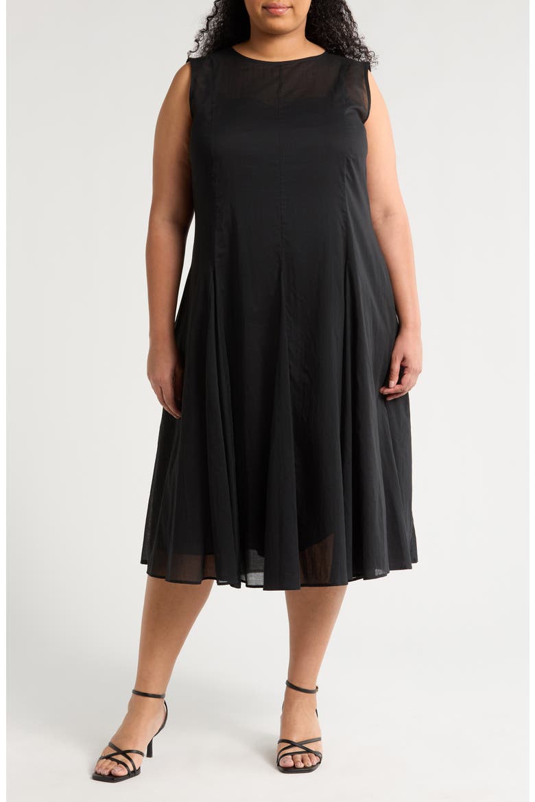 Corvino Cotton Sleeveless Midi Dress, Main, color, BLACK