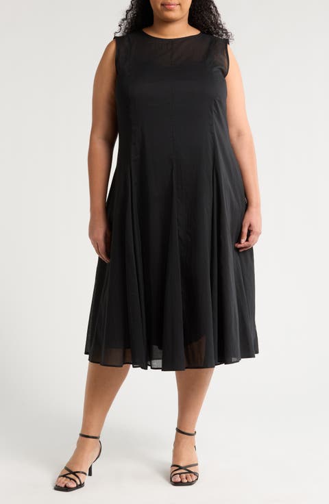 Corvino Cotton Sleeveless Midi Dress (Plus)