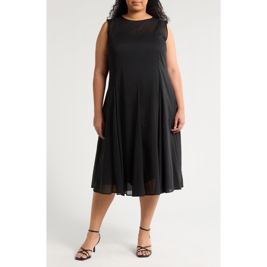 Marina Rinaldi Corvino Cotton Sleeveless Midi Dress In Black