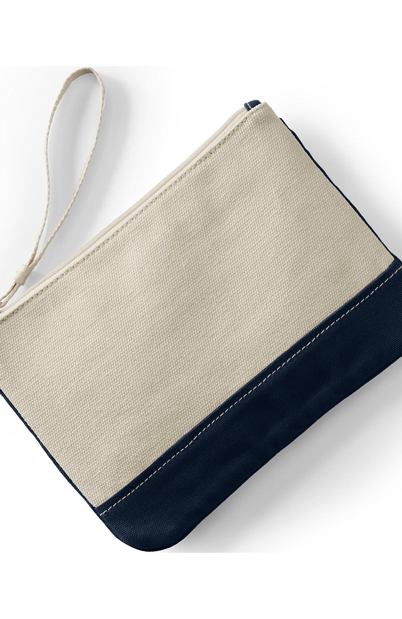 Lands' End Canvas Zipper Pouch, Main, color, Natural/Radiant Navy