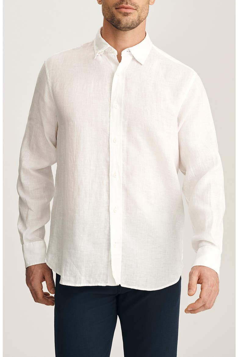 Linen Button-Up Shirt, Main, color, WHITE