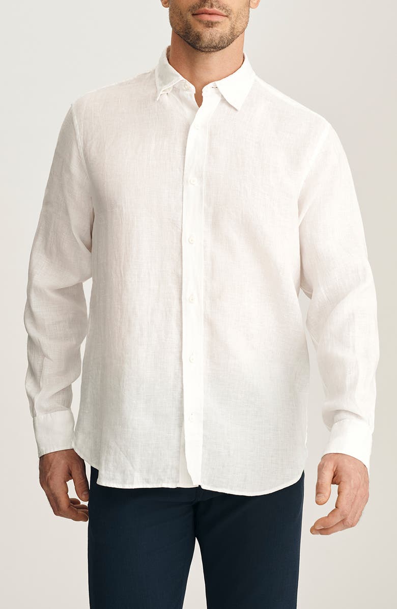 34 Heritage Linen Button-Up Shirt, Main, color, White