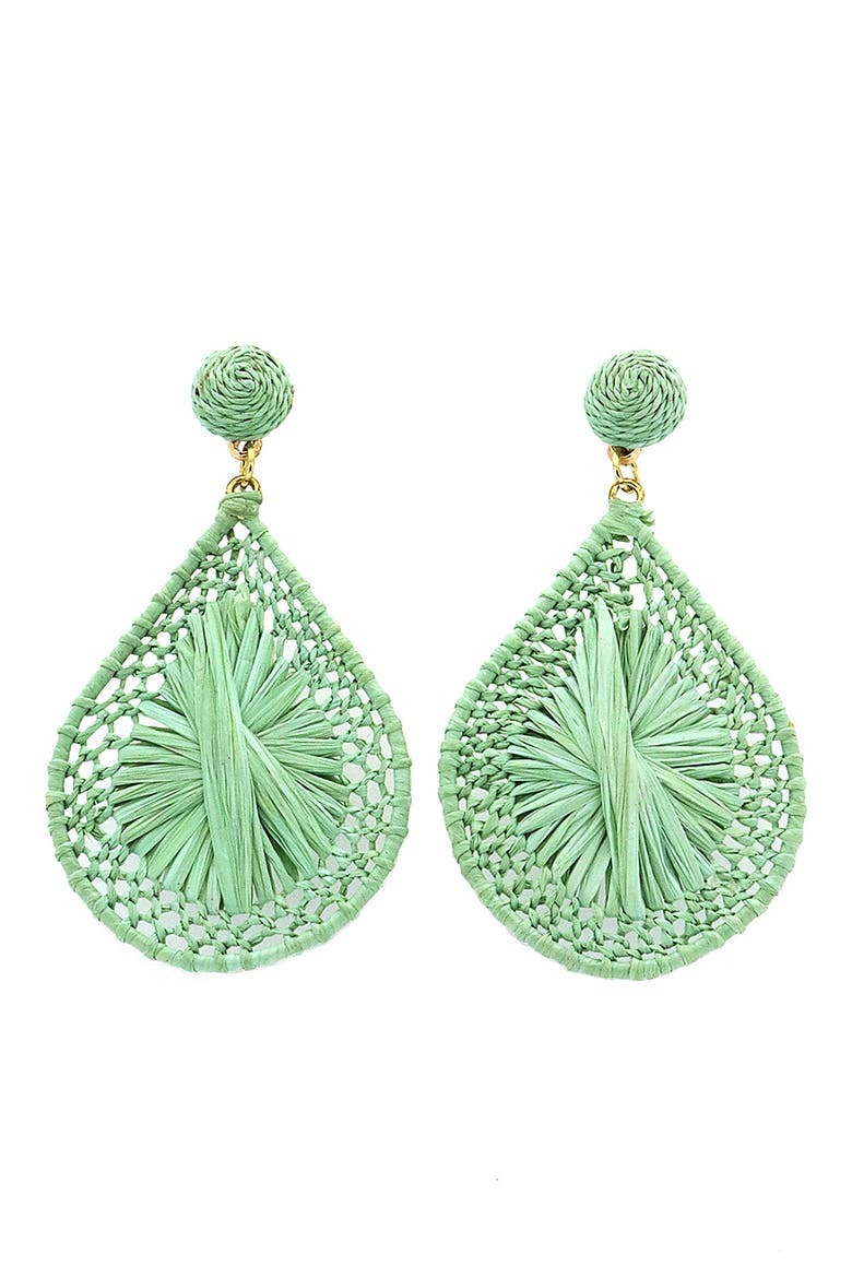 Mint Raffia Teardrop Earrings, Main, color, MINT