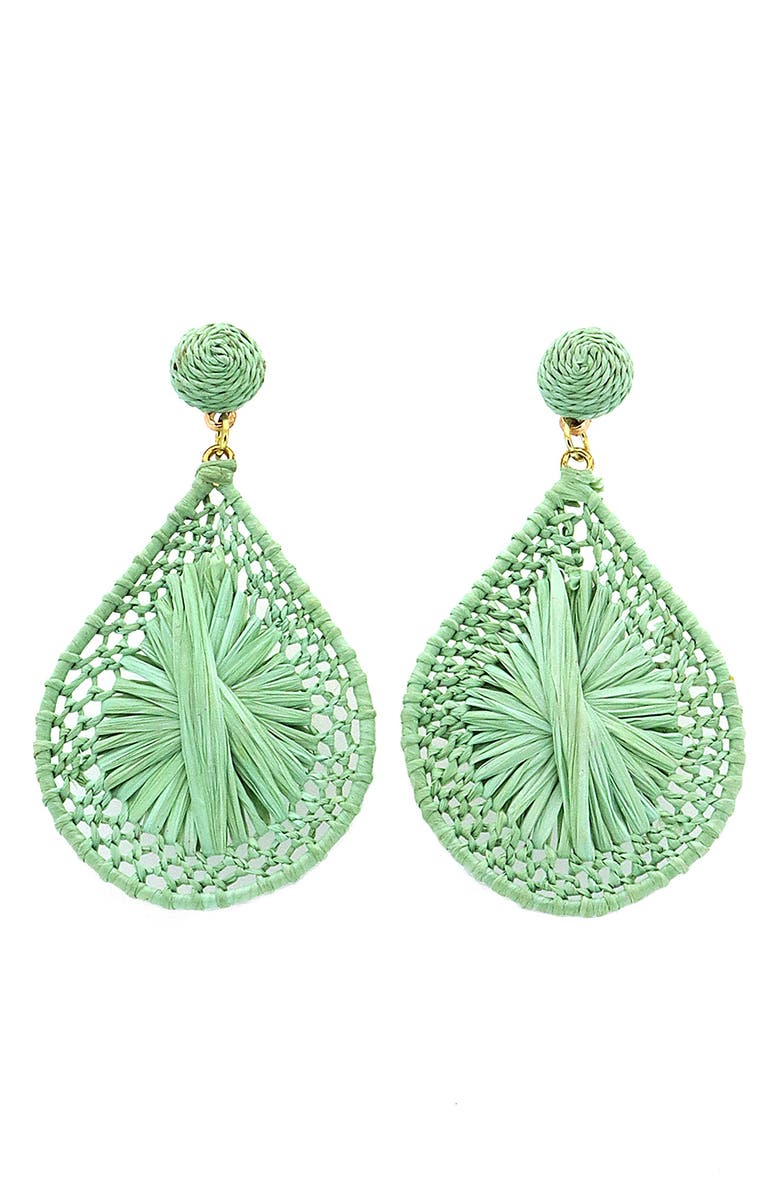 Panacea Mint Raffia Teardrop Earrings, Main, color, Mint
