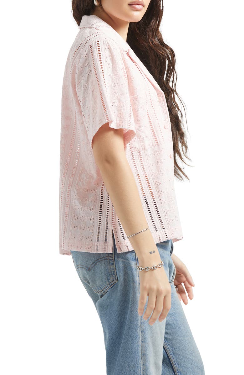 Brixton Paradise Mixed Stitch Camp Shirt, Alternate, color, Chalk Pink