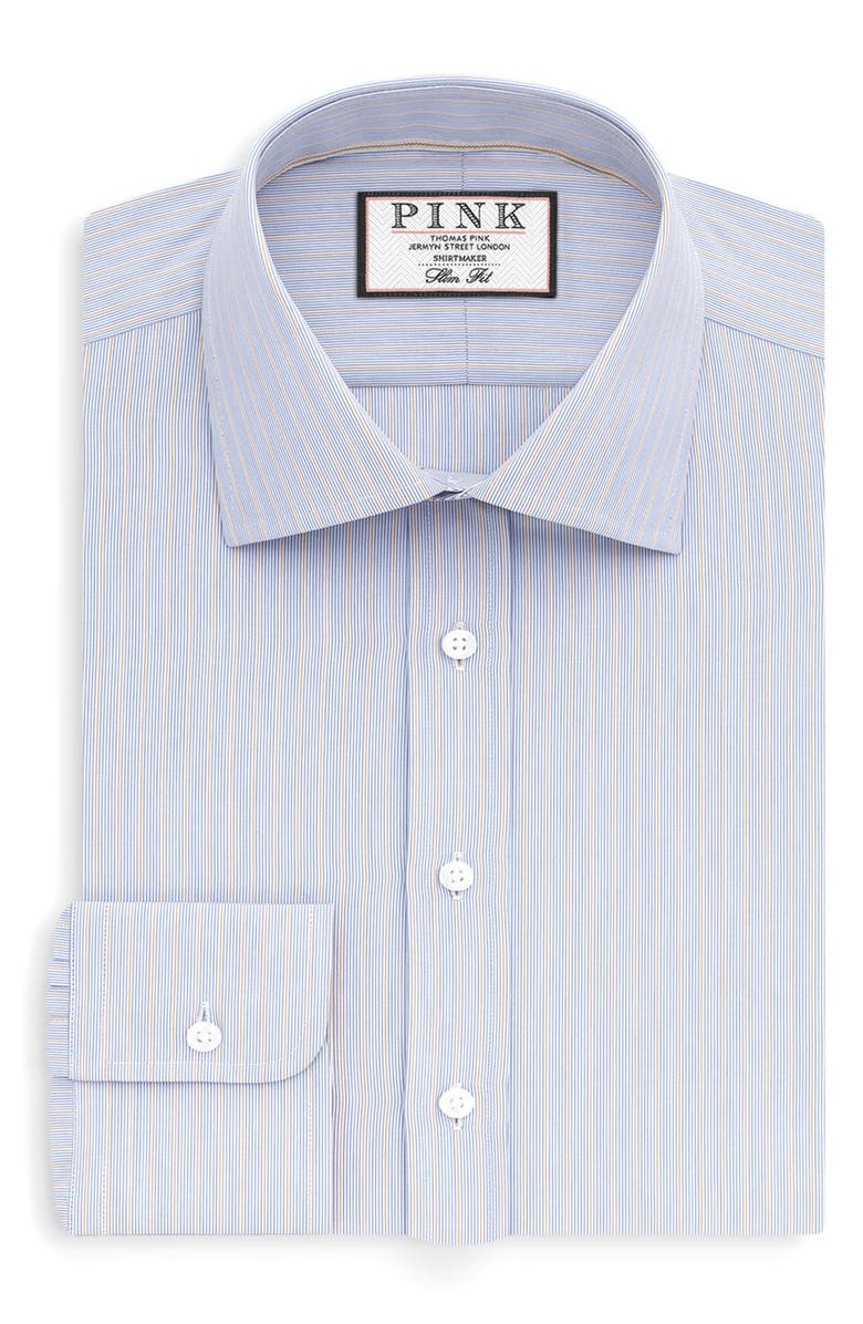 Thomas Pink Slim Fit Stripe Dress Shirt, Main, color,