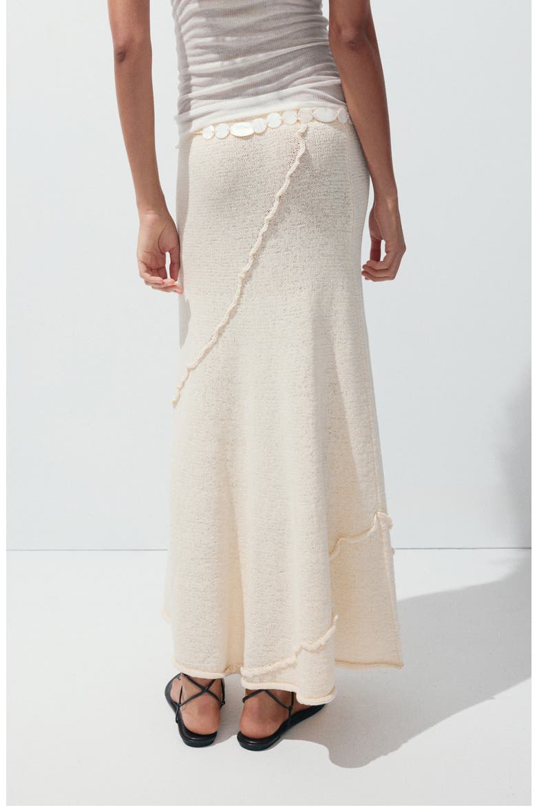 Wavy Trim Pull-On Midi Skirt, Alternate, color, SAND