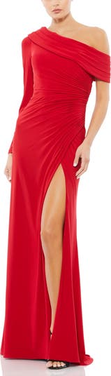 【Mac Duggal】Ruched Drop Shoulder Foldover Gown 関税送料込 Ruched Jersey Drop Shoulder Foldover Gown - Mac Duggal