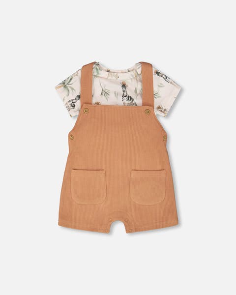 Organic Cotton Jersey Bodysuit and Cotton Rib Shortall Set (Baby)