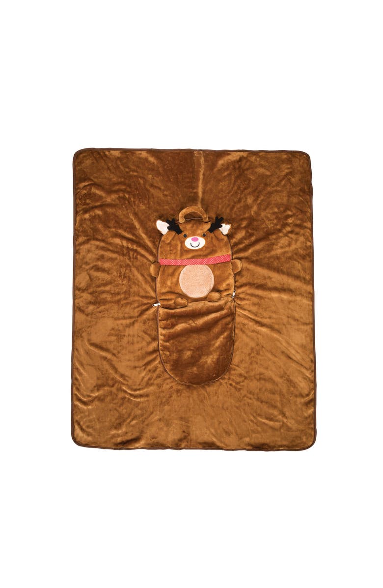 C&F Home Christmas Reindeer Pillow, 40" x 47" Throw Blanket, Alternate, color, Brown