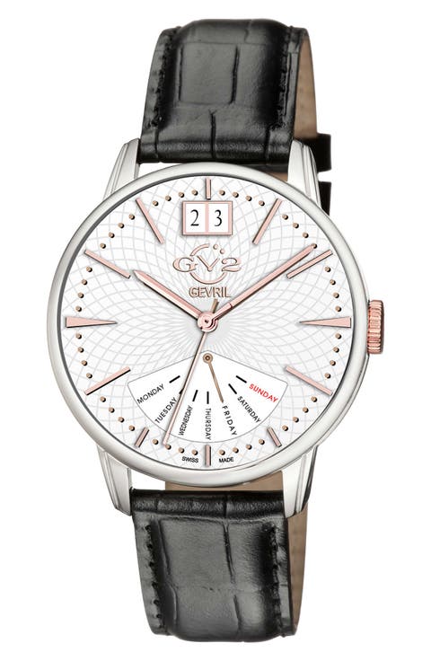 Men's Rovescio Croc Embossed Leather Strap Watch, 42mm