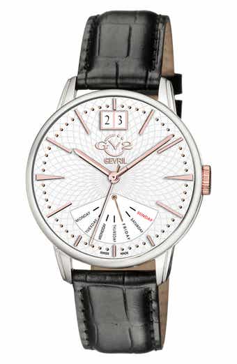 Men's Rovescio Croc Embossed Leather Strap Watch, 42mm