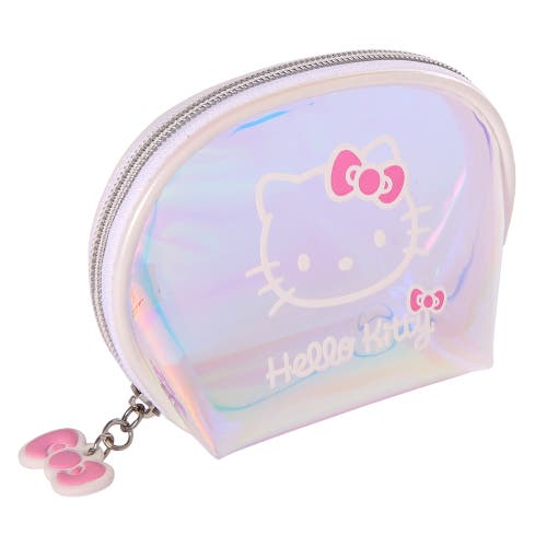 Hello Kitty Clear Iridescent Large And Small Dome Cosmetic Travel Bag Set In Brown
