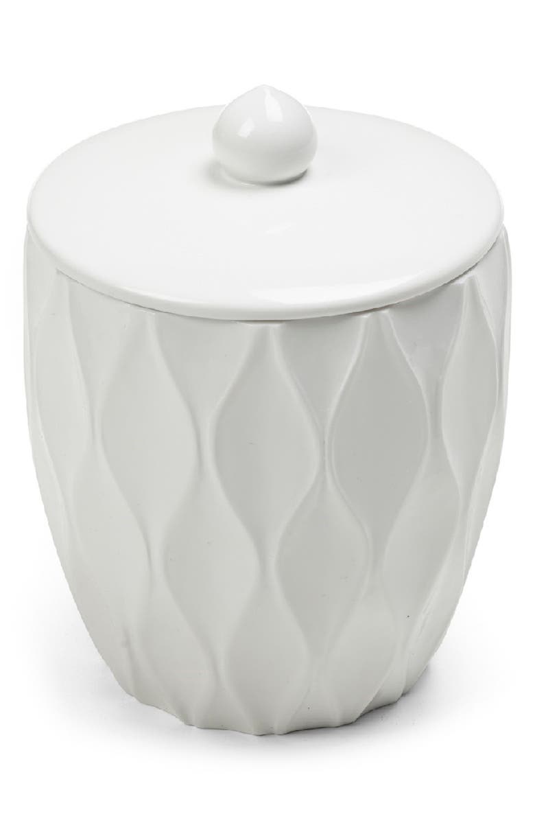 ROSELLI TRADING COMPANY Wave Bathroom Canister, Main, color, White Resin