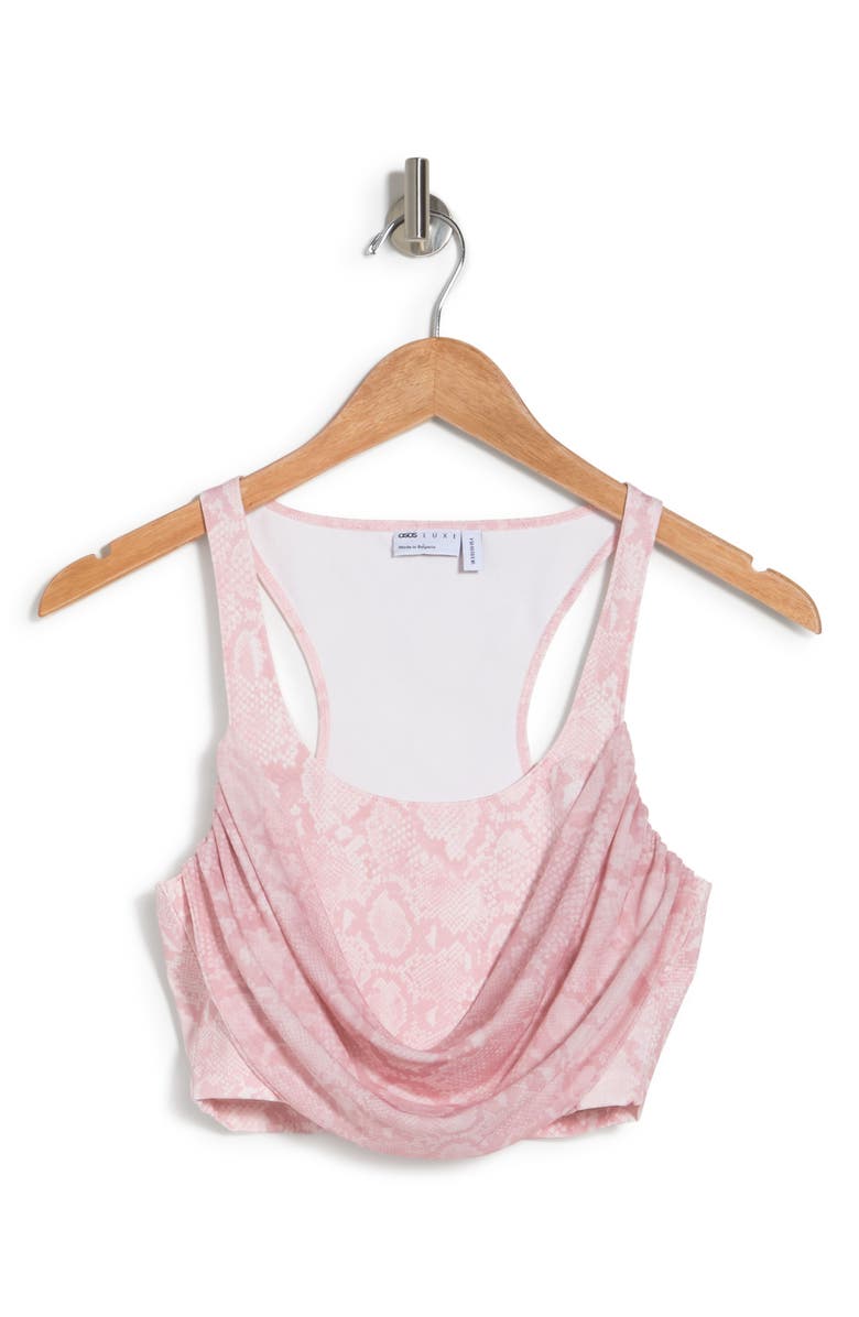 ASOS DESIGN Snake Print Draped Crop Top, Alternate, color, 
