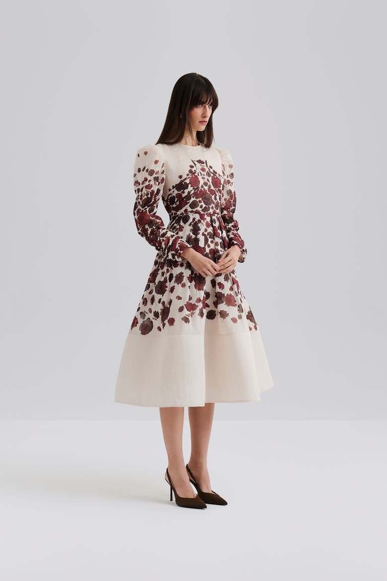 Leoni Silk Blend Midi Dress, Main, color, Wine Peony