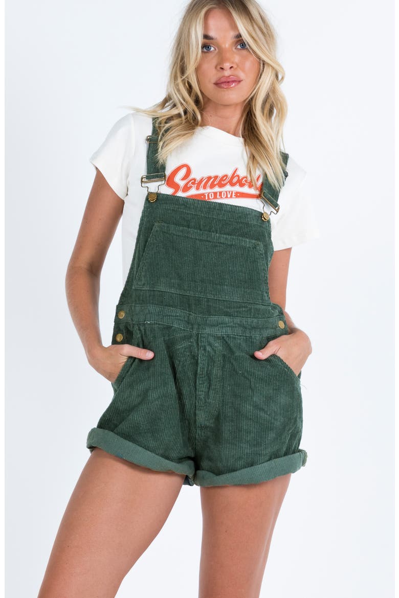 Kacey Corduroy Short Overalls, Alternate, color, GREEN