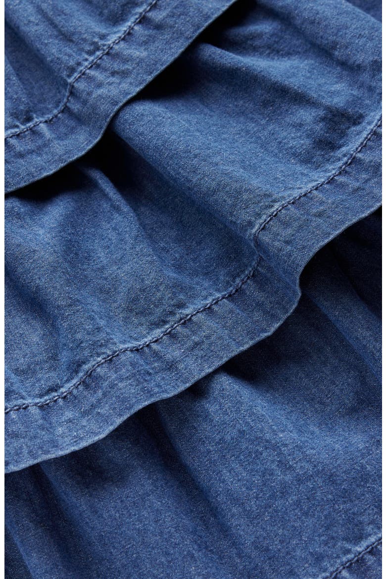 Kids' Tiered Denim Skirt, Alternate, color, MID VINTAGE DENIM