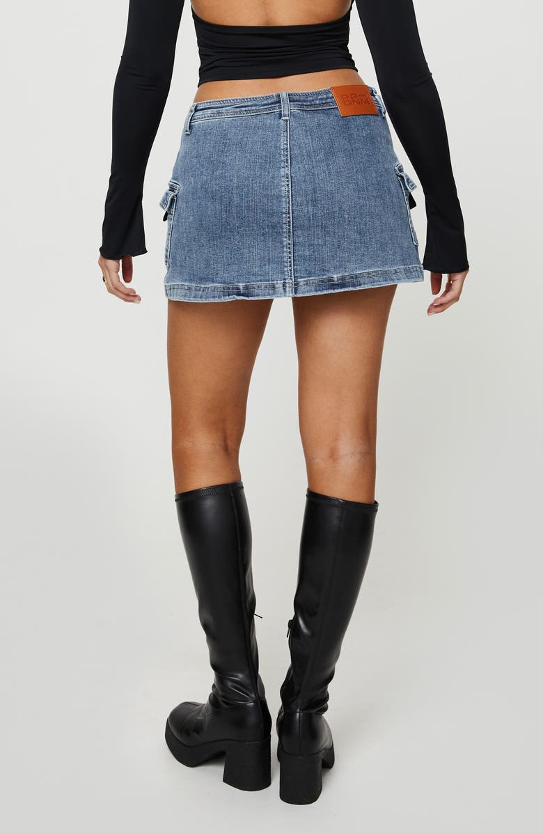 Princess Polly Grishea Low Rise Cargo Denim Miniskirt, Alternate, color, Blue