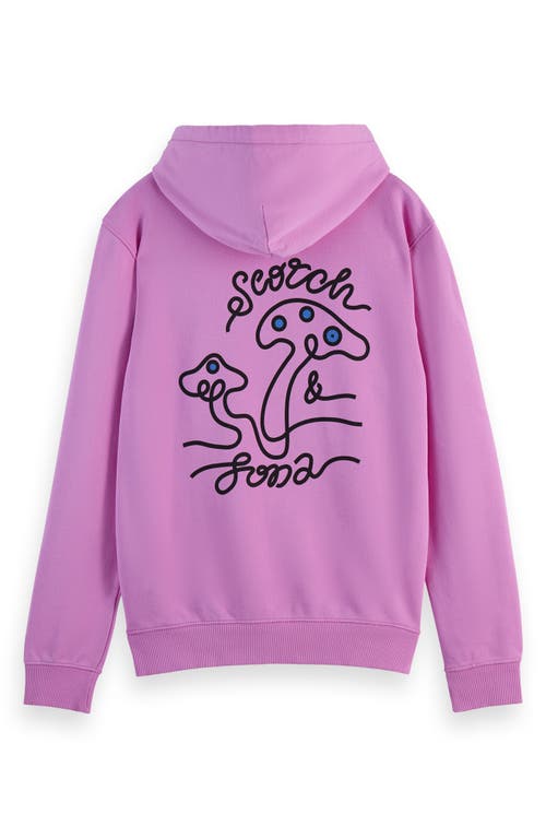 Scotch & Soda Scribble Cotton Graphic Hoodie In Iris Pink