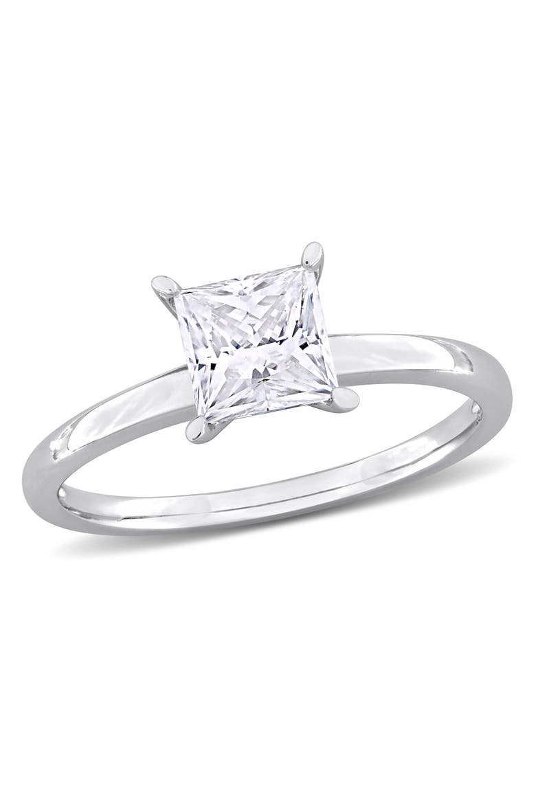 Moissanite Square Solitaire Ring, Main, color, Sterling Silver