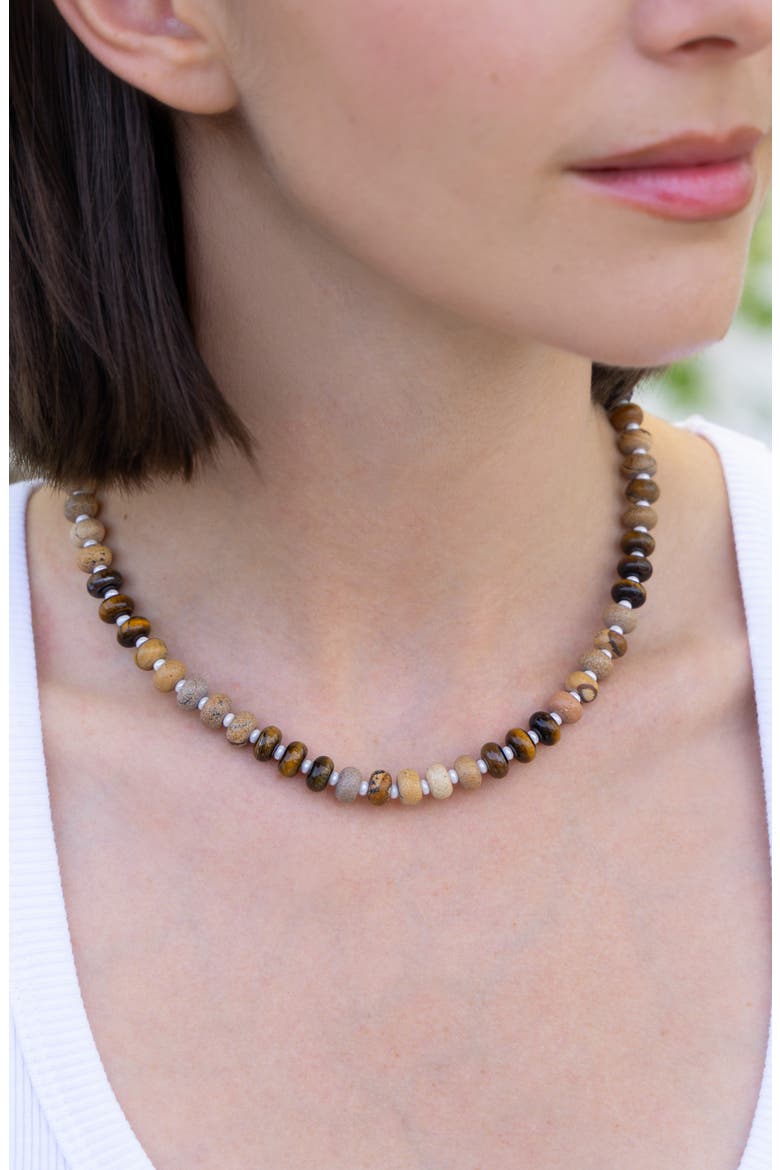 Rondelle Picture Jasper Beaded Necklace, Alternate, color, PICTURE JASPER